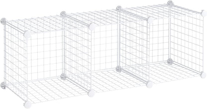 Rubbermaid 3 Piece Stackable Storage Wire Cube Set, Easy Assemble, White, Multi-Use Home Organizer for Closet/Toys