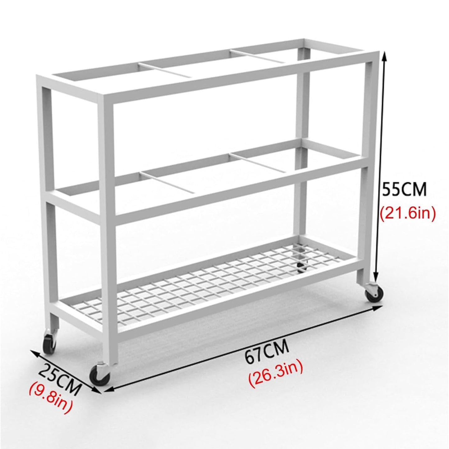 GAZOGJ Metal Gym Equipment Storage Rack with Wheels, Organizer for Yoga Mat, Block, Foam Roller, Resistance Band, Dumbbell, Kettlebell, Space-Saving Home Workout Solut,White