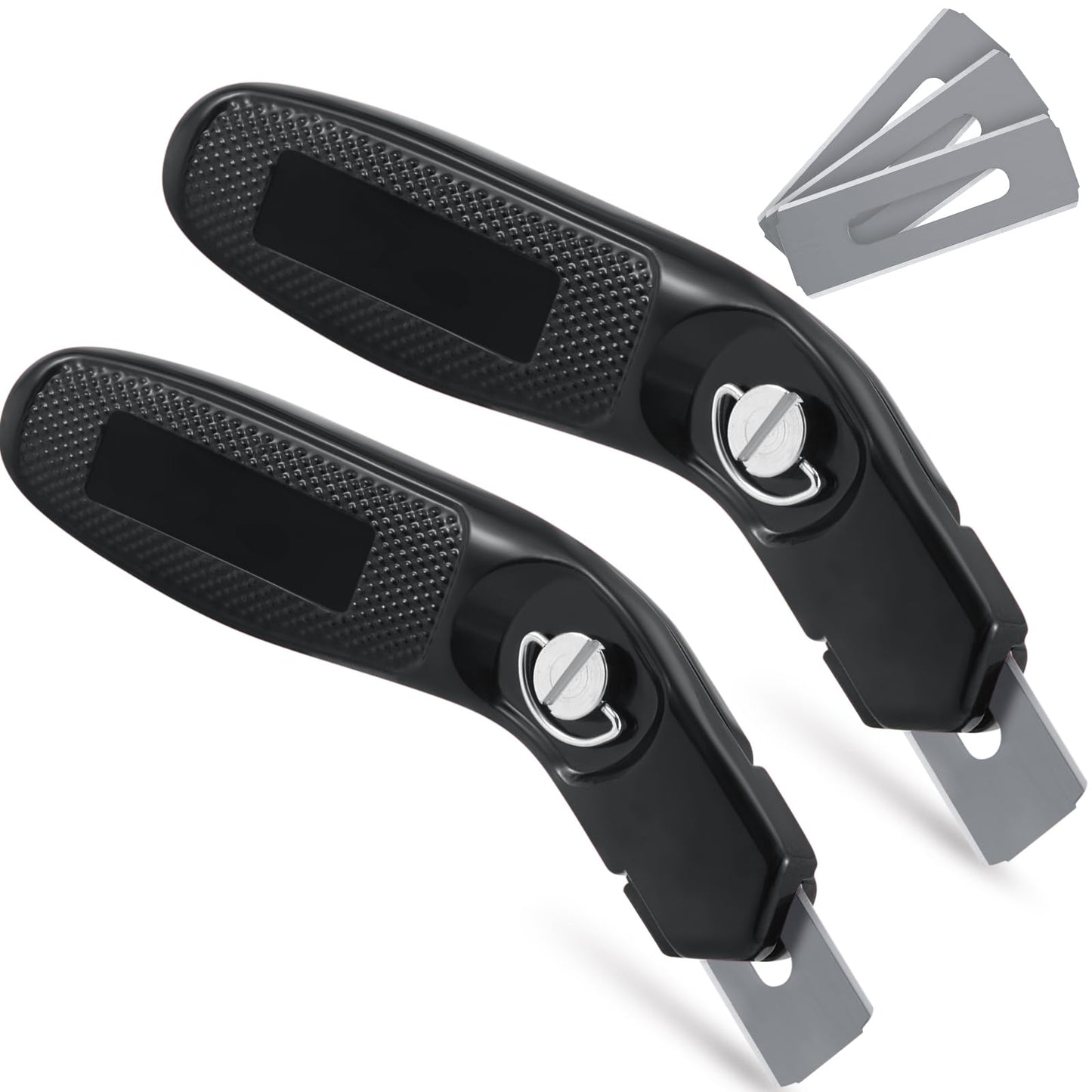 Lasnten 2 Pieces 6 Blades Utility Carpet Knife Cutting Heavy Duty Carpet Knife Cutter Tools with Blades Razor Blade Knives with Protective Cap for Box Cutter Roofing Purpose, Aluminum (Black)