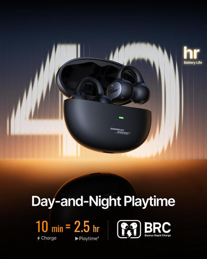 Baseus Inspire XC1 Open Ear Clip-On Earbuds, Sound by Bose, Dolby Audio, Adaptive Tunning Sound, Hybrid 2-Way Driver, Zero-Sense Air Cushion, 4-Mic Adaptive Clear Calls, IP66 Waterproof, 40H Playtime