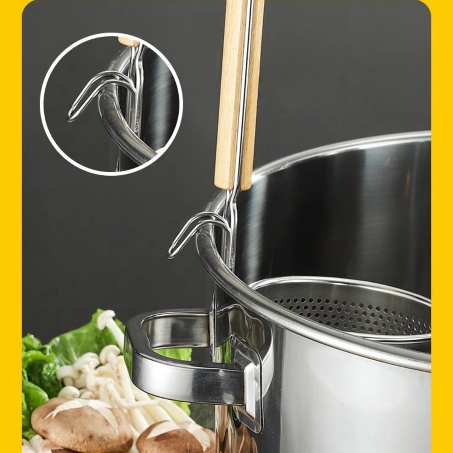 2 Pieces Pasta Strainer, Stainless Steel Mesh Spider Strainer, Basket Fine Mesh Spider Basket with Wooden Handle Good For Boiling Food Spaghetti Dumpling
