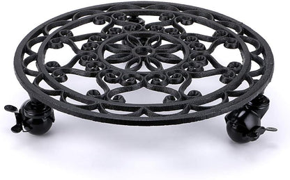 Skelang 12.6 Inches 350 Lbs Plant Stand, Cast Iron Plant Pallet Caddy, Plant Pot Dolly with Brake Wheel, Load Capacity