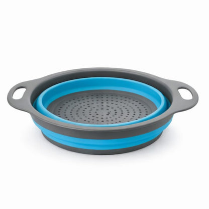 Monli Home Collapsible Silicone Colander Set of 2 (Large & Small) (Blue)