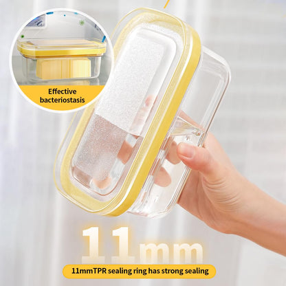 Airtight Butter Slicer Cutter, 2-in-1 Butter Slicer & Storage Container Dish with Lid for Fridge, Stainless Steel Cutting Grid Easy Cutting Two 4oz Sticks for Home Kitchens