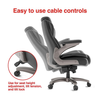 Staples Randolph Ergonomic Bonded Leather Executive Big & Tall Chair, 400 lb. Capacity, Black