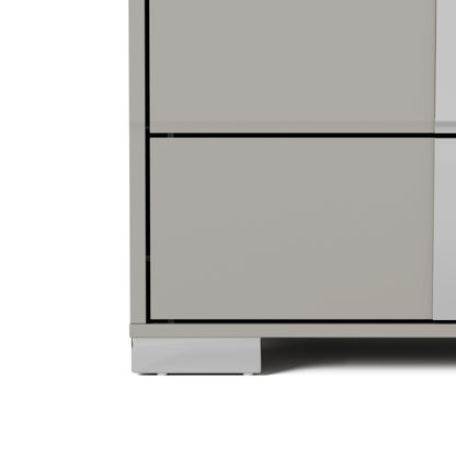 Furniture of America Alistair Modern Wood Nightstand with 2 Drawers and Vertical Chrome Handles, Large Bedside Table, Wooden Night Stand for Bedroom, Guest Room, Dorm, No Assembly Needed, Light Taupe