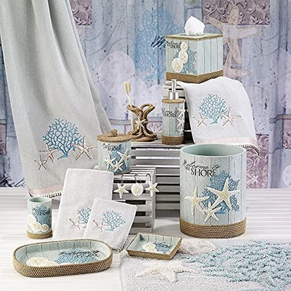 Avanti Linens Beachcomber Collection Tissue Box Cover, Guest Bathroom Essentials, Beach Inspired Home Decor