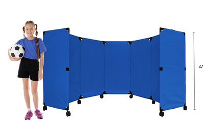 Versare MP10S Portable Folding Wall Partition | Economical 5 Panel Design | Portable Room Divider On Wheels | Adjustable, Freestanding Setup | Multiple Widths