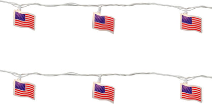 Set 7.5' 10ct Northlight American Flag Indoor Outdoor Patriotic Patio Light - White Wire