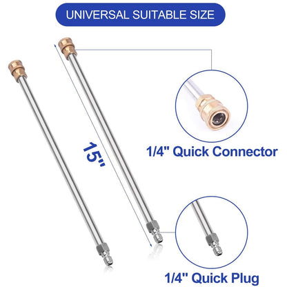 16.5" Pressure Washer Surface Cleaner for Karcher,Stainless Steel Power Washer Attachment with 4 Wheels,2 ExWands,2 Replacement Nozzle, 1/4" Quick Connector,5000 PSI (16.5")