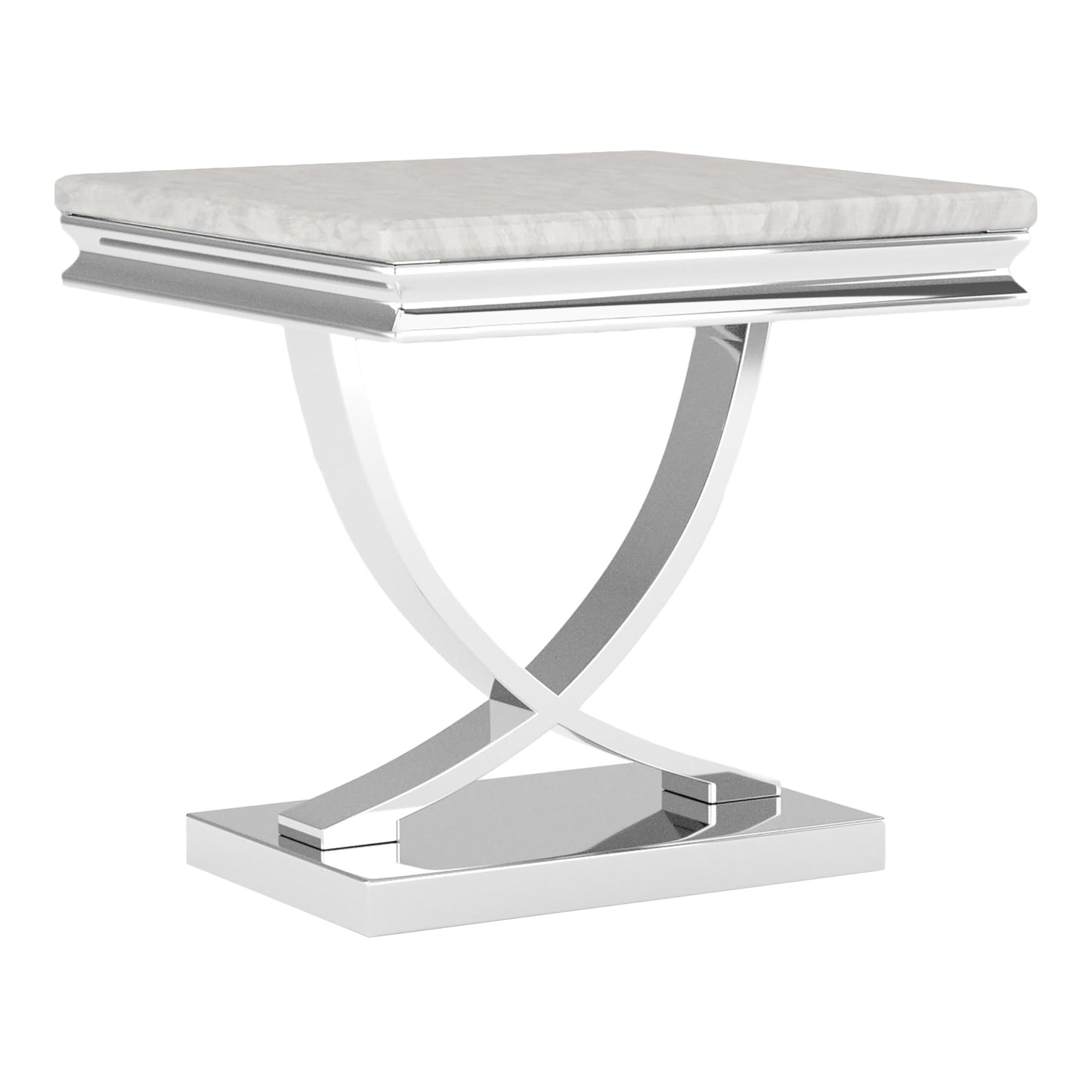 Furniture of America Obera 18mm Faux Marble Top 2-Piece Coffee Table Set with X-Shaped Base, Metal Construction, Home Decor for Living Room, Lounge Area, Office, Chrome
