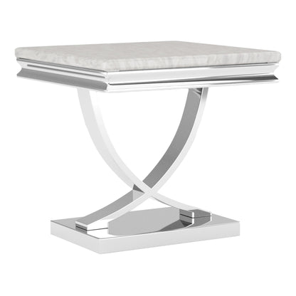 Furniture of America Obera 18mm Faux Marble Top 2-Piece Coffee Table Set with X-Shaped Base, Metal Construction, Home Decor for Living Room, Lounge Area, Office, Chrome