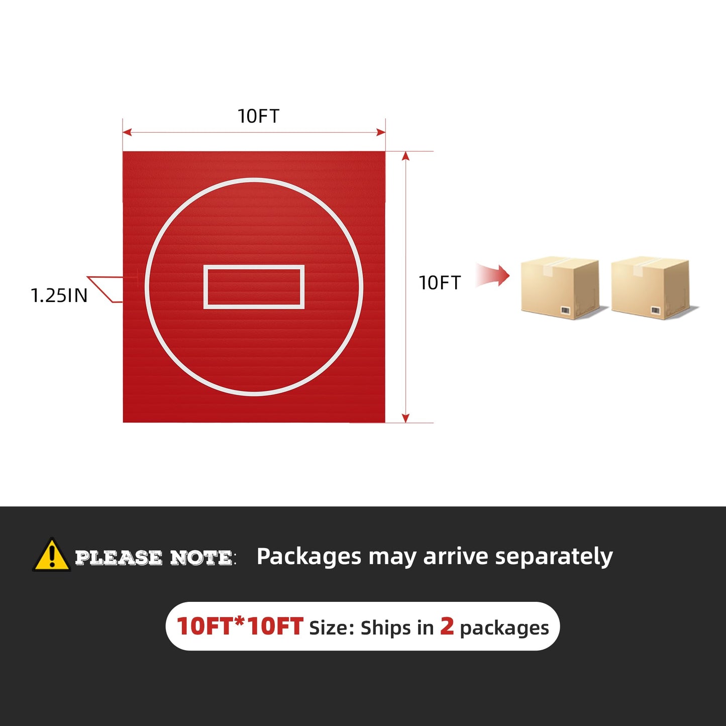 HFPFTS Wrestling Mat for Home, 10’x 10’x 1.25” Wrestling Mat, Safe Wrestling & Play Mat for Kids and Family, Jiu Jitsu, BJJ, MMA, Wrestling Mats, Martial Arts,Tumbling, Easy Clean, Gym Mat, Red