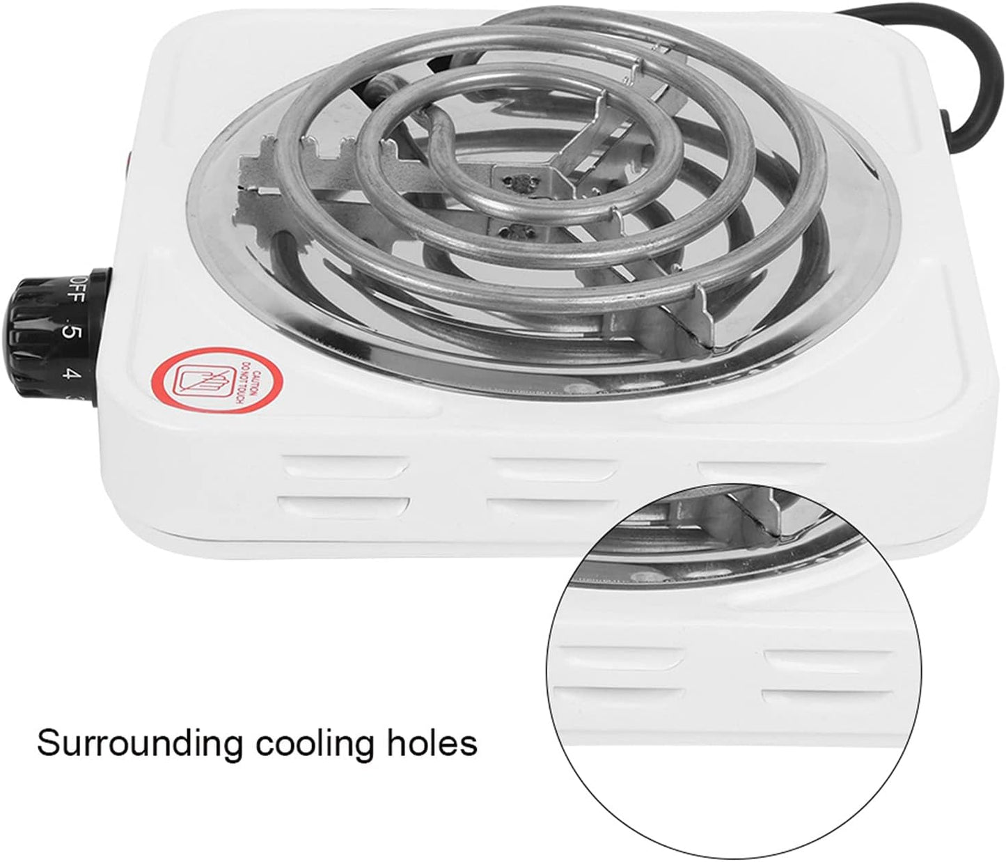 Electric Single Hot Plate Cooktop, 1000W Stainless Steel Portable Stove with Adjustable Temperature for Home Kitchen