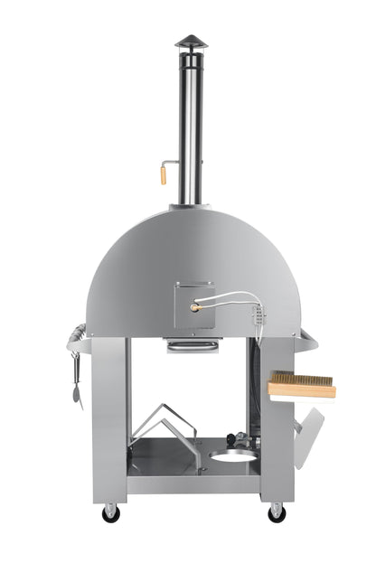 KoolMore 32 in. Outdoor Propane Gas and Wood fired Pizza Oven in Stainless-Steel