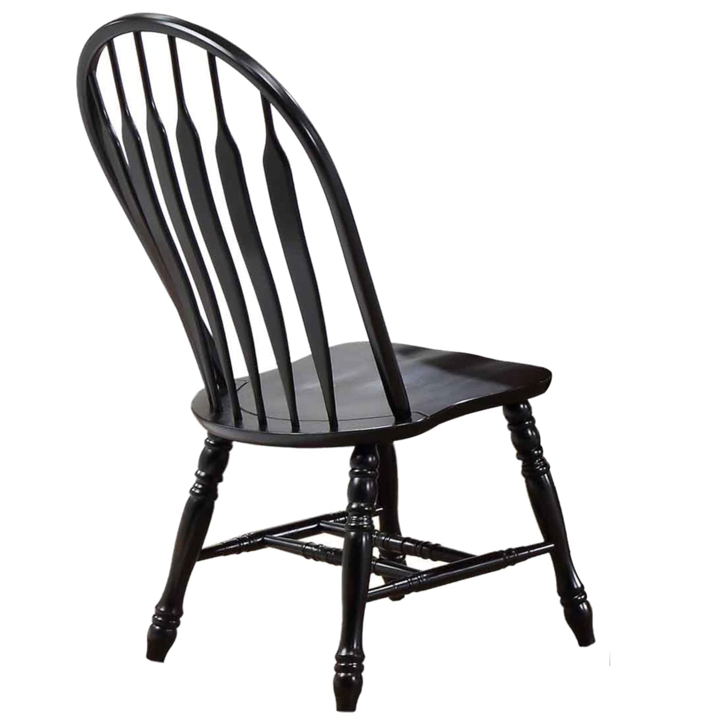 Sunset Trading Selections Keyhole Windsor Dining Side Chairs | Set of 2 Fully Assembled Sidechairs | Antique Black Cherry Distressed Solid Wood | Country Farmhouse Kitchen/Office Furniture