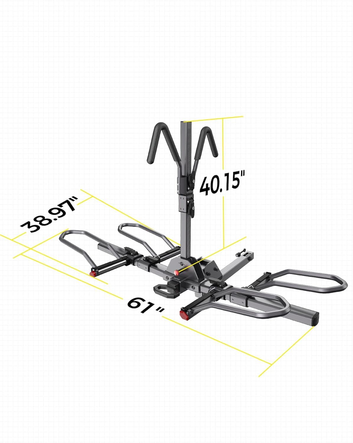 KYX 220 lb Hitch Mounted E-Bike Rack, 2-Bike Rack Platform Style for Cars Trucks SUVs Minivans, fits MTB Gravel Road Bike with Up to 5-inch Fat Tire Carrier Rack - 2" Hitch Receiver (Aluminum)