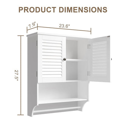 ChooChoo Medicine Cabinet, Bathroom Wall Cabinet, 2 Doors Over The Toilet Space Saver Storage Cabinet with Large Space, White