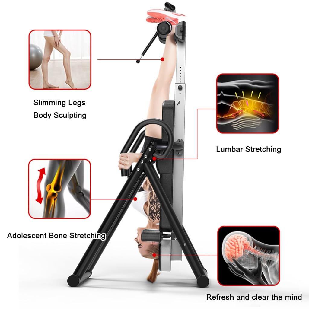 MAgiLL Foldable Inversion Table, Deluxe Heavy Duty Therapeutic Inversion Table 330LBS Weight Capacity Inverted Table Relieve Back Pain