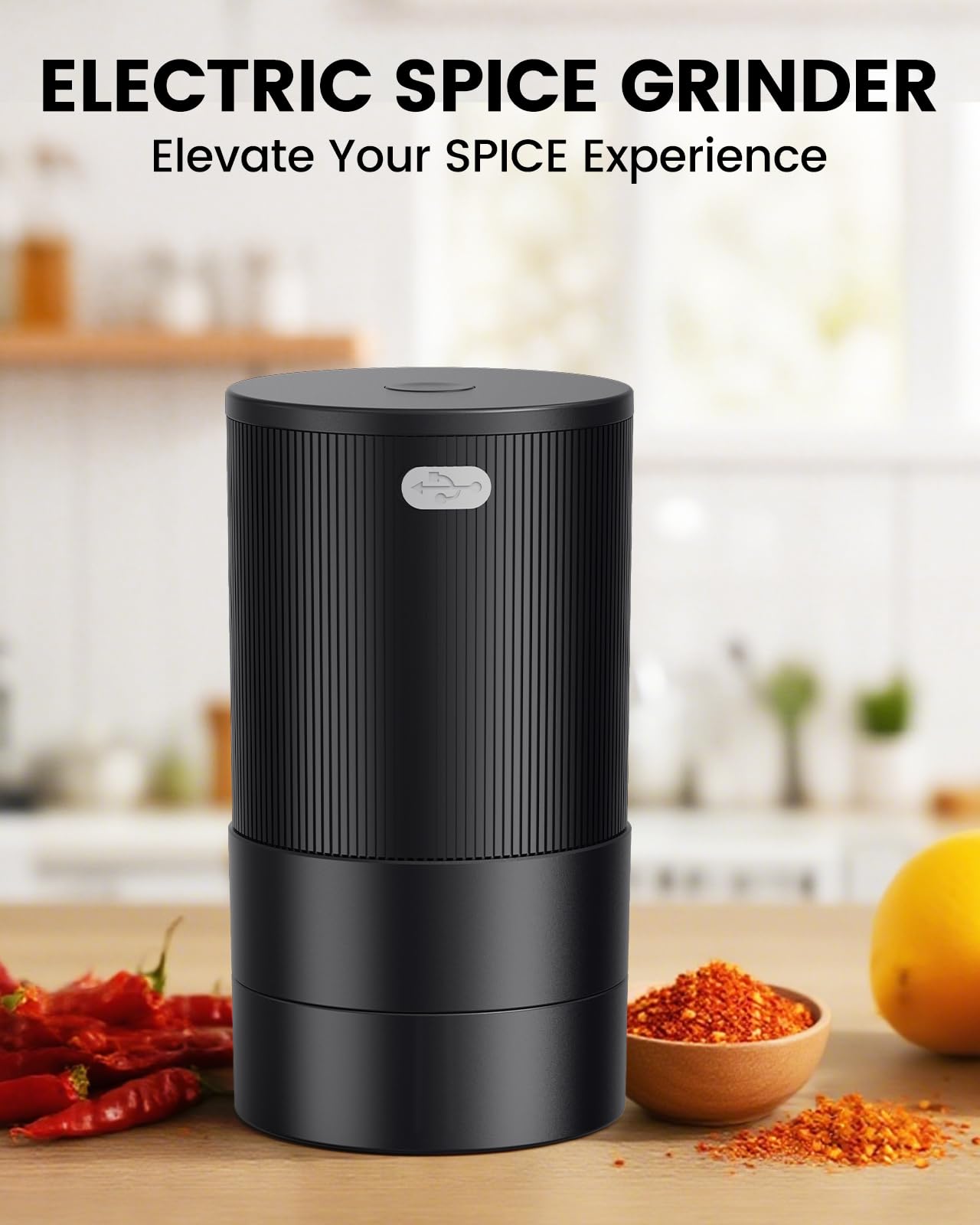 KINGTOP Electric Grinder, Automatic Zinc Alloy Spice Mill, One-Handed Operation, Dual Grind Modes: Flip for Fine or Upright for Coarse