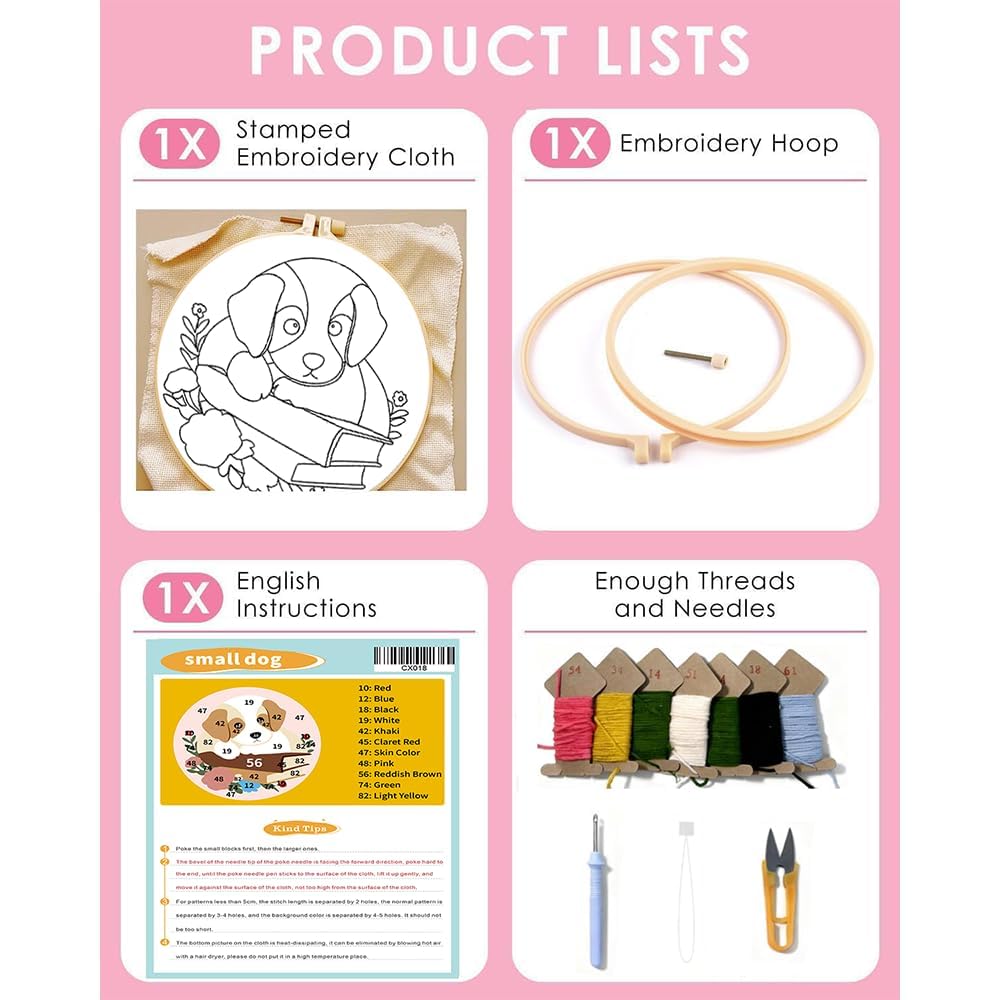 TCDZMYGS Dog Punch Needle Kits,Book Dog Punch Needle Kits for Beginners,DIY Punch Embroidery Art & Craft kit for Adults with Video Tutorial