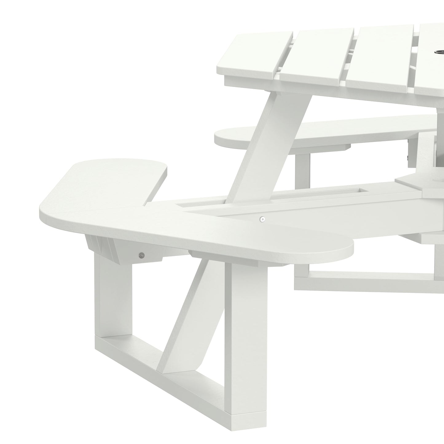Shoreline Made in USA Hexagon Picnic Table, Seating for 6, Coconut White