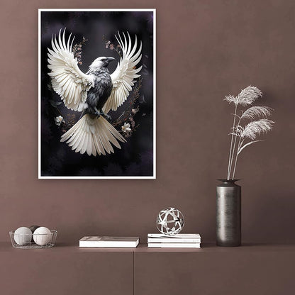 Kisappeared 24x36inch Vintage Gothic Wall Art White Crow Poster Print Canvas Victorian Style Dark Academia Room