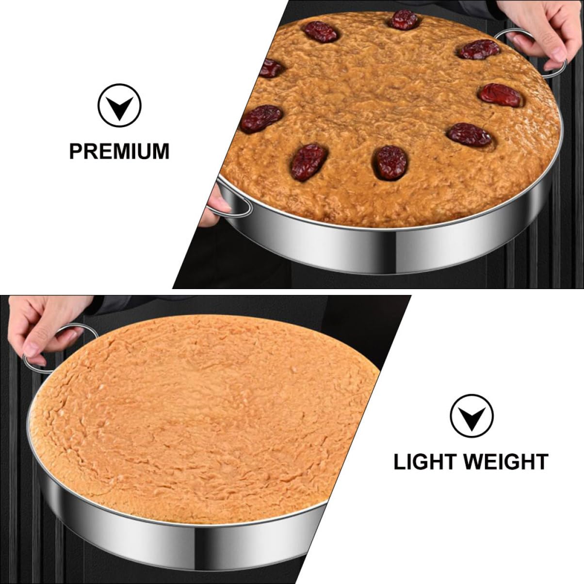 MAGICLULU 10in Stainless Steel Steamer Tray, Non-stick Cooking Plate with Foldable Handles for Buns and Vegetables, Universal Steaming Rack for Pots and Stovetop Cookware, Silver