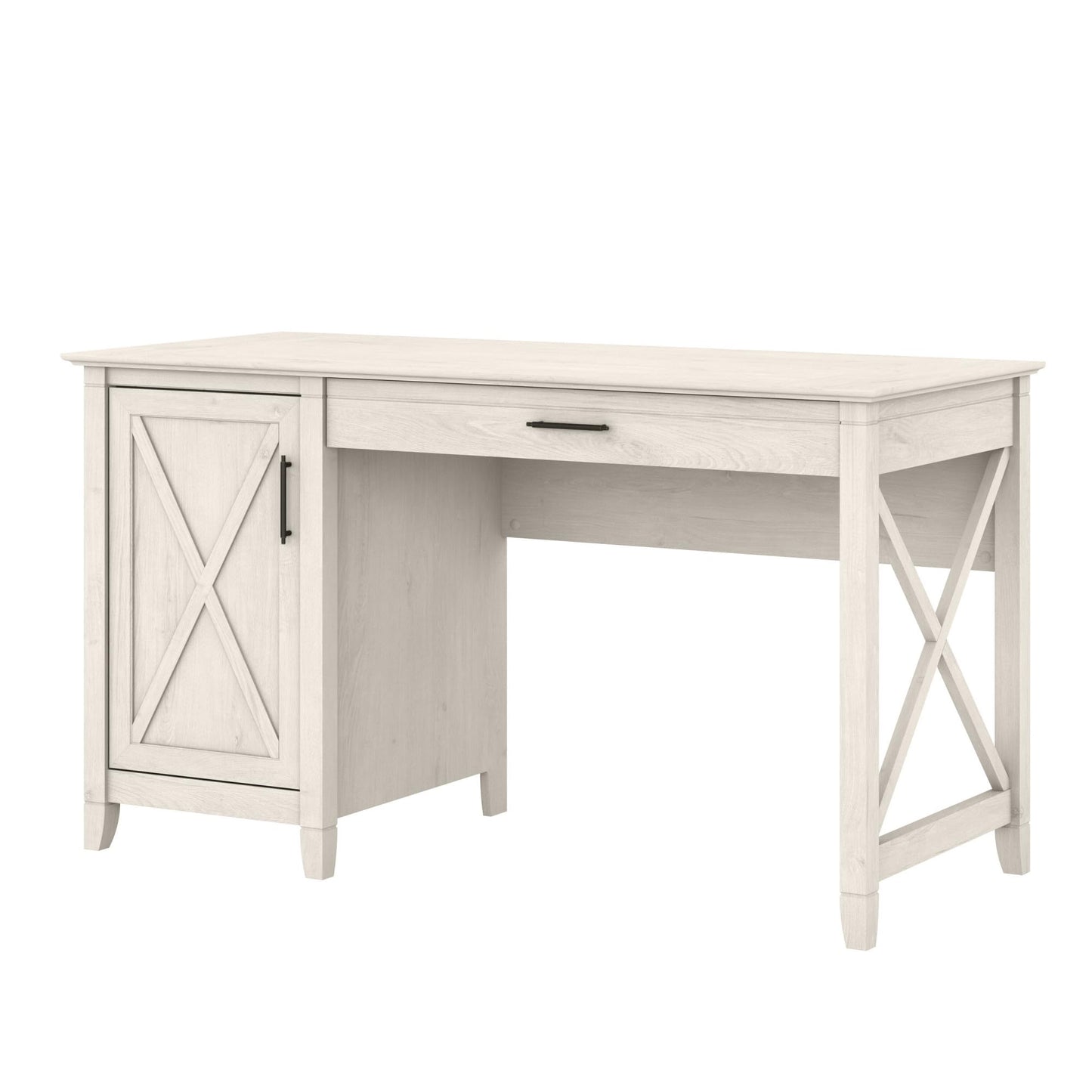 Bush Home Key West Computer Desk with Storage | Farmhouse PC Table for Home Office in Linen White Oak | 54W x 24D