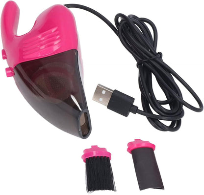 GLOGLOW Mini Vacuum Cleaner, USB Handheld Keyboard Vacuum with Powerful Suction for Desktop, Drawer, Car Interior (Pink)