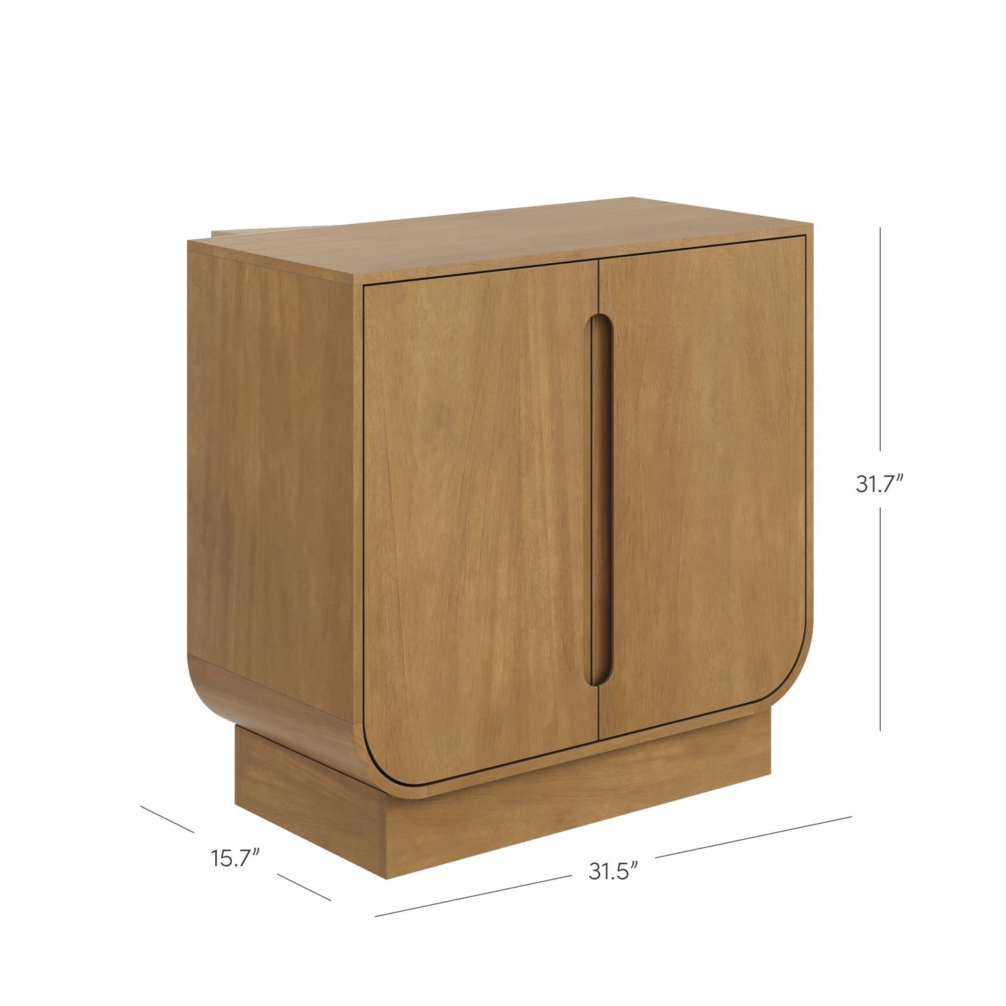 Nathan James Joey Mid Century Modern Storage Cabinet, Arched Accent Cabinet with Rounded Bottom Edges and Integrated Door Pull Cutouts, Light Brown