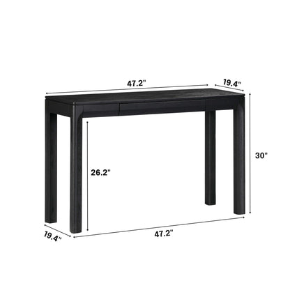 NTC Flow 47-Inch Console Table, Modern Solid Wood Entryway Table with Hidden Drawer, Waterproof & Heat Resistant, Narrow Table for Hallway, Living Room & Foyer, Burnt Black
