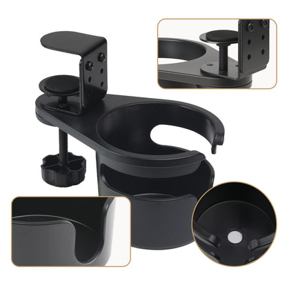 DecBeLiv 360° Rotating Cup Holder Under Desk Anti Spill Space Saving for Home Office Camping for Mugs, Glass, Heavy Drink