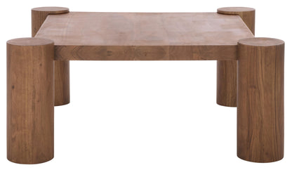 SAFAVIEH Couture Collection - Trescott Solid Wood Square Coffee Table with Chunky Cylinder Legs, Modern Accent Cocktail Table (SFV9763A)