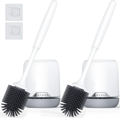 Lefree 2 Pack Silicone Toilet Brush and Holder Set with Ventilated Holder for Bathroom Cleaning