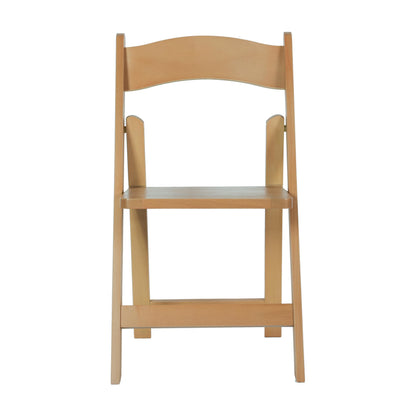 Flash Furniture Holden Commercial Solid Wood Dining Chair, Foldable Design, Solid Beechwood Frame, Curved Back, Mortise & Tenon Construction, Set of 4, Oak