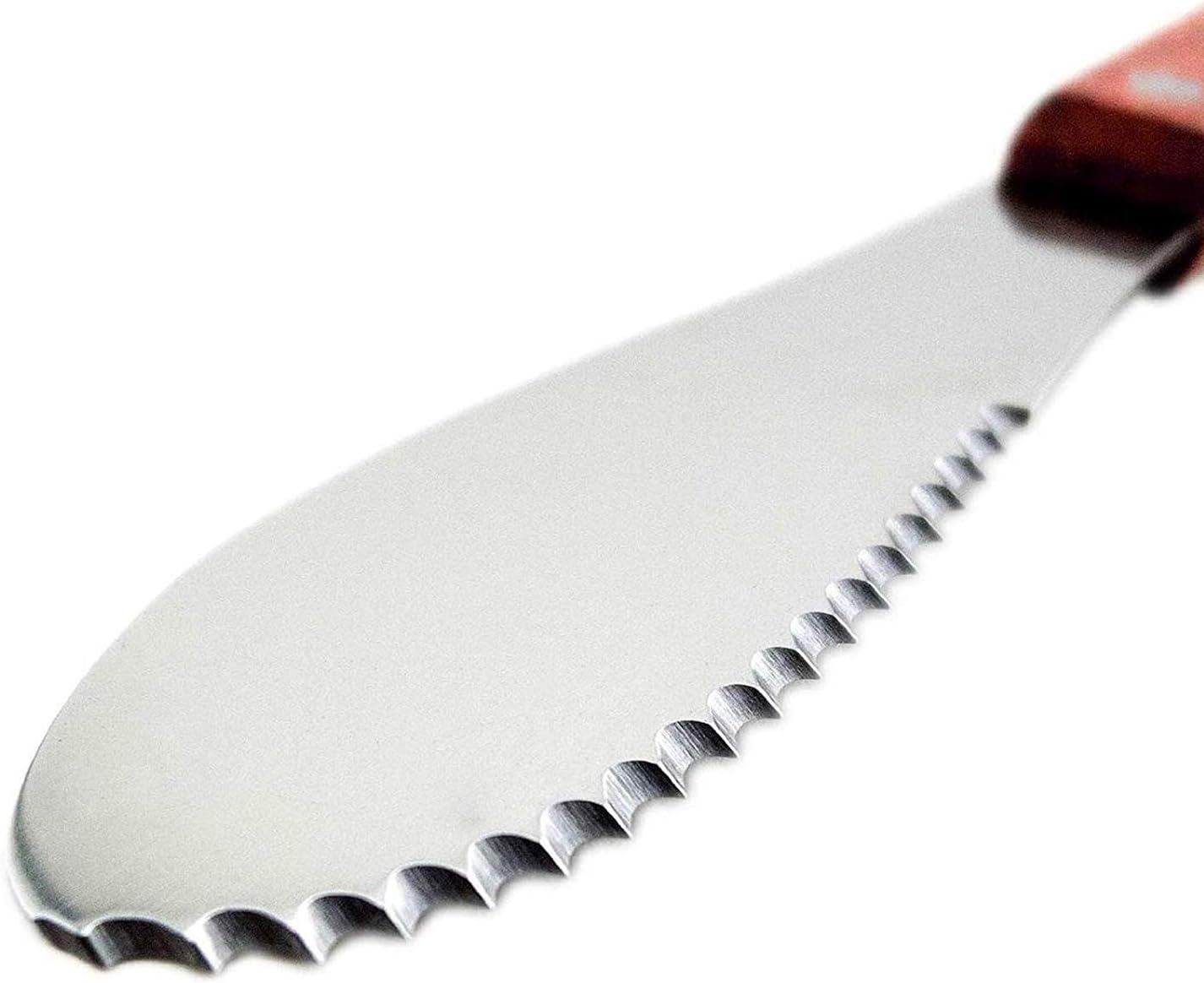 Wall2Wall Stainless Steel Straight Edge Wide Butter Spreader Deluxe Kitchen Tools, Wood Handle, 8” (4)