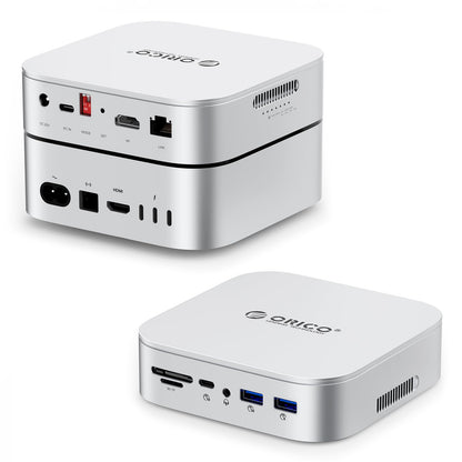 ORICO MiniRaid 10-in-1 Docking Station with Dual-Bay M.2 NVMe/SATA SSD Enclosure for Mac mini M4 Pro, Raid 0/1/PM, USB C HUB with HDMI 4K@60Hz, 10Gbps, PD60W, SD/TF Slot, RJ45 for Creator-MR10 Pro