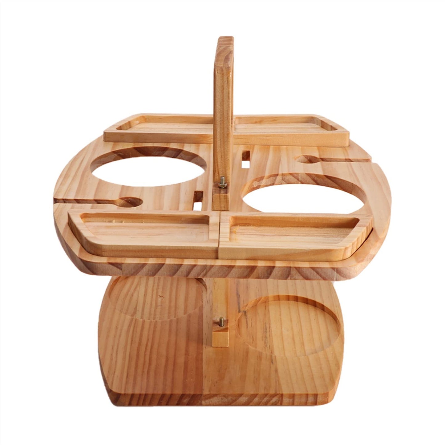 Lightweight Garden Wooden Picnic Table Outdoor Camping Party with Glass Holder Furniture Beach Barbecue Snack Tray Camping Accessories