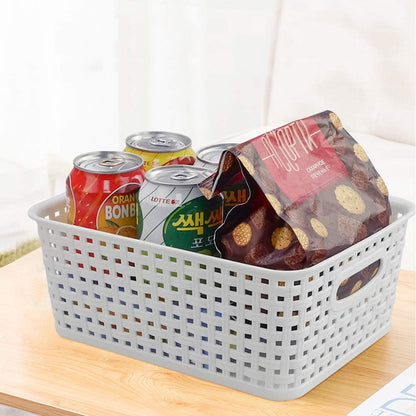 Farmoon 6 Packs White Plastic Organizing Basket - Small Pantry Storage Baskets