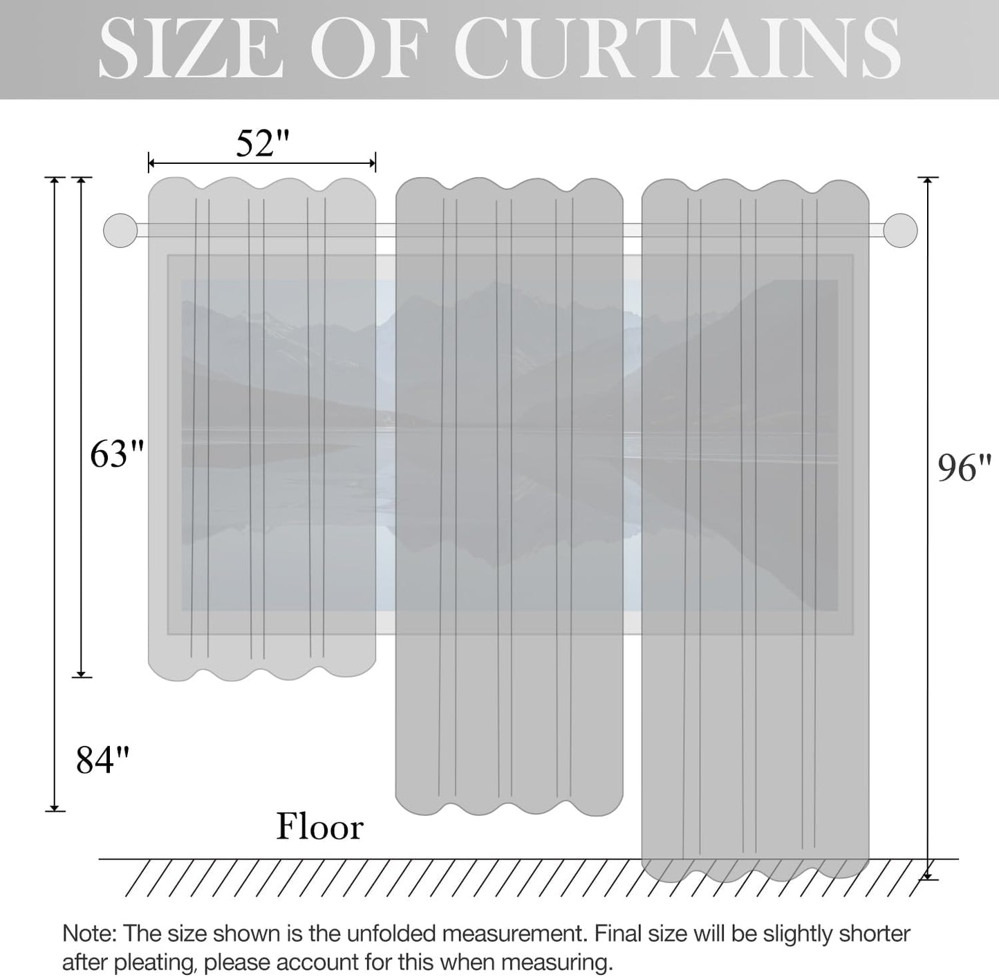 2 52 96 Inches Leeva Birds Pattern Sheer Curtains, Lightweight Rod Pocket Semi Sheer Curtain Drapes Window Decor