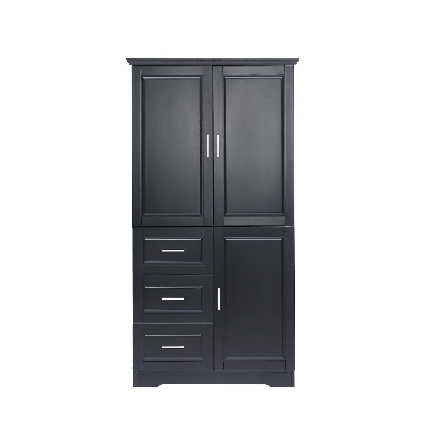 62.2" Wide Storage Cabinet Pantry Cupboard with Doors and Drawers for Home Kitchen, Bathroom and Living Room, Adjustable Shelf, Black