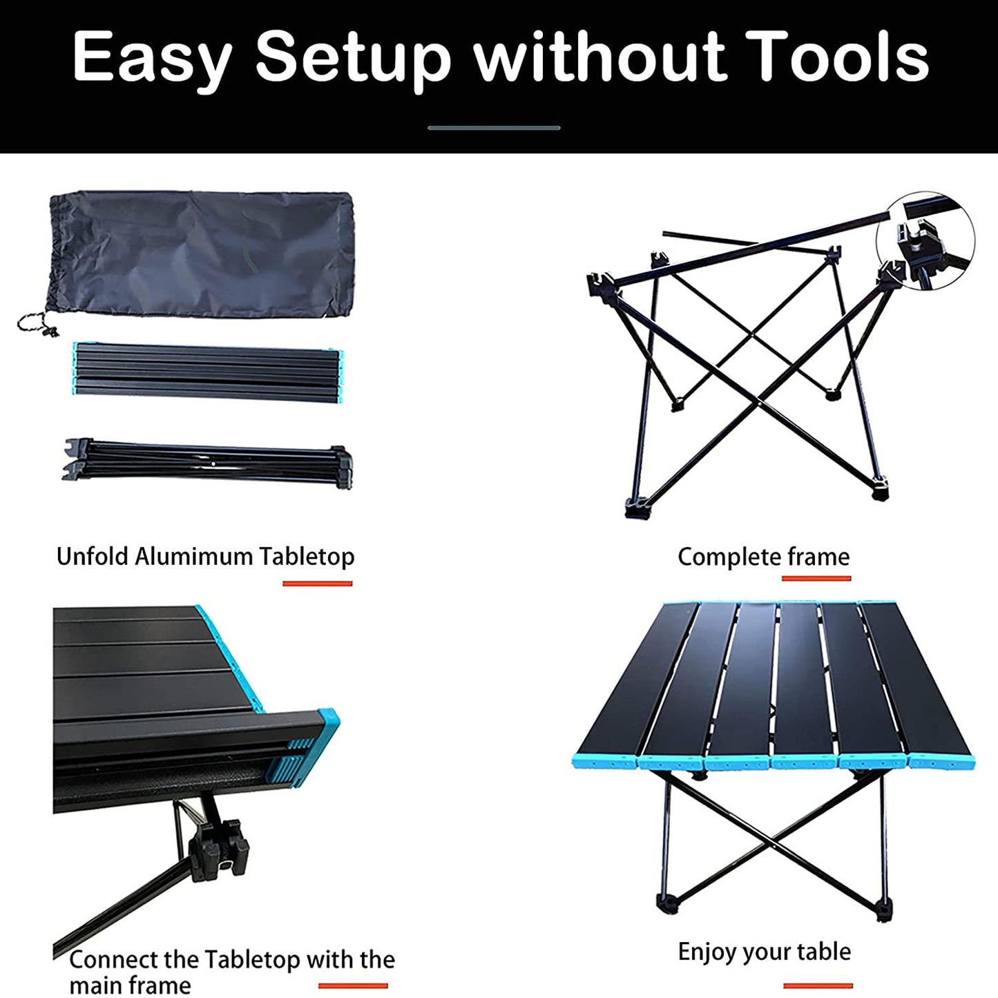 U5GAAALPPQ9 Portable Lightweight Camping Table Folding Aluminum Picnic Table Lightweight Compact Roll Up Tables Perfect for Outdoor Hiking BBQ Backpacking (69 * 47cm)