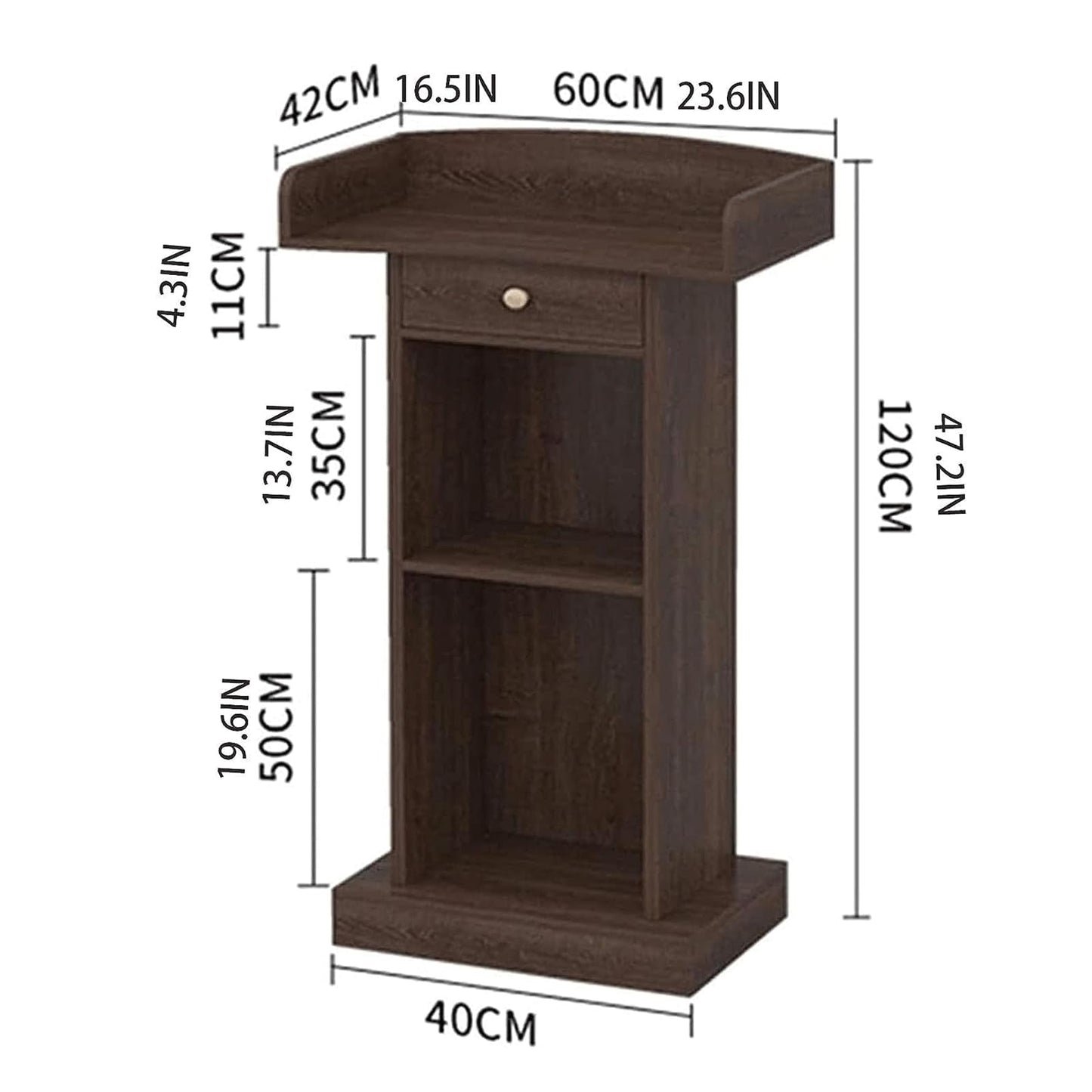 BKEKM Modern Lecterns Floor Standing with Drawers and Open Storage Podium Stand Pulpits for Churches Wooden Luxury Teacher Podiums