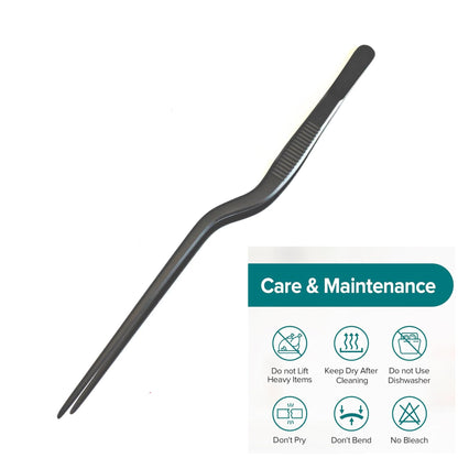 4 Pcs Professional Chef Stainless Steel Kitchen Cooking Tweezers Precision Tongs Plating Decorating Tool Kit (Black)