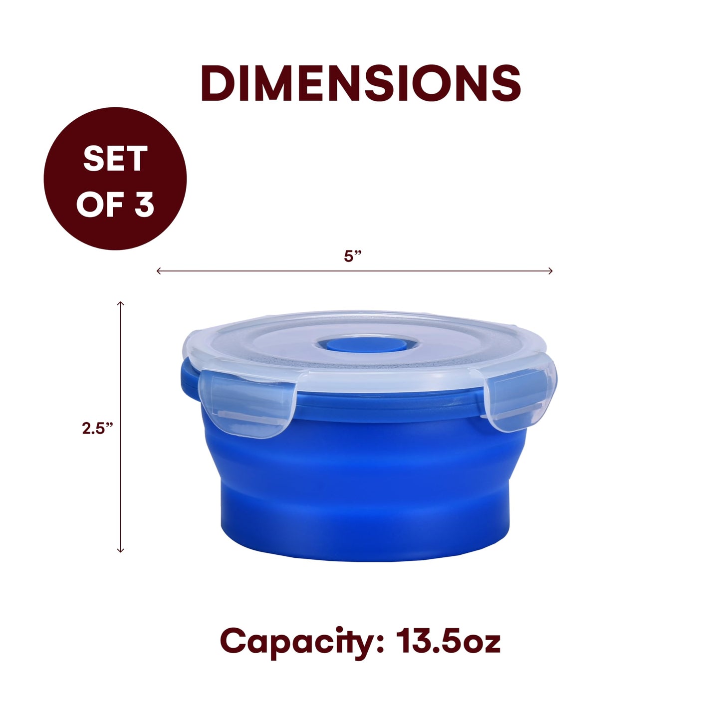 Vdomus Collapsible Food Storage Containers - Leak Proof, Microwave Safe - 40.5oz/1.2L Airtight Silicone Food Containers - Meal Prep Collapsible Bowls with Lids - Set of 3 - Green