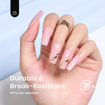 Beetles Gel Nail Kit Short Almond, 240Pcs Easy Nail Extension Set Shaped Clear Tips with 5 in 1 Nail Glue Base & Top Coat and Mini UV Lamp, Nail Tips Art Acrylic Nail Kit Gifts for Women