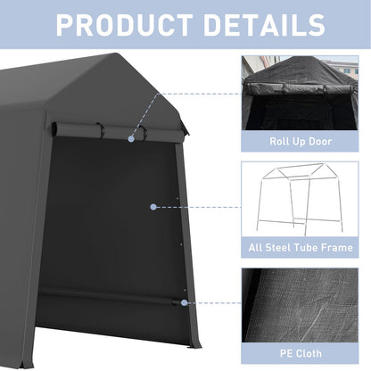 7x12 FT Heavy-Duty Portable Garage, Outdoor Storage Shelter Shed with Zipper Doors - Waterproof UV Resistant Carport Tent for Motorcycle, ATV, Lawn Equipment,Black