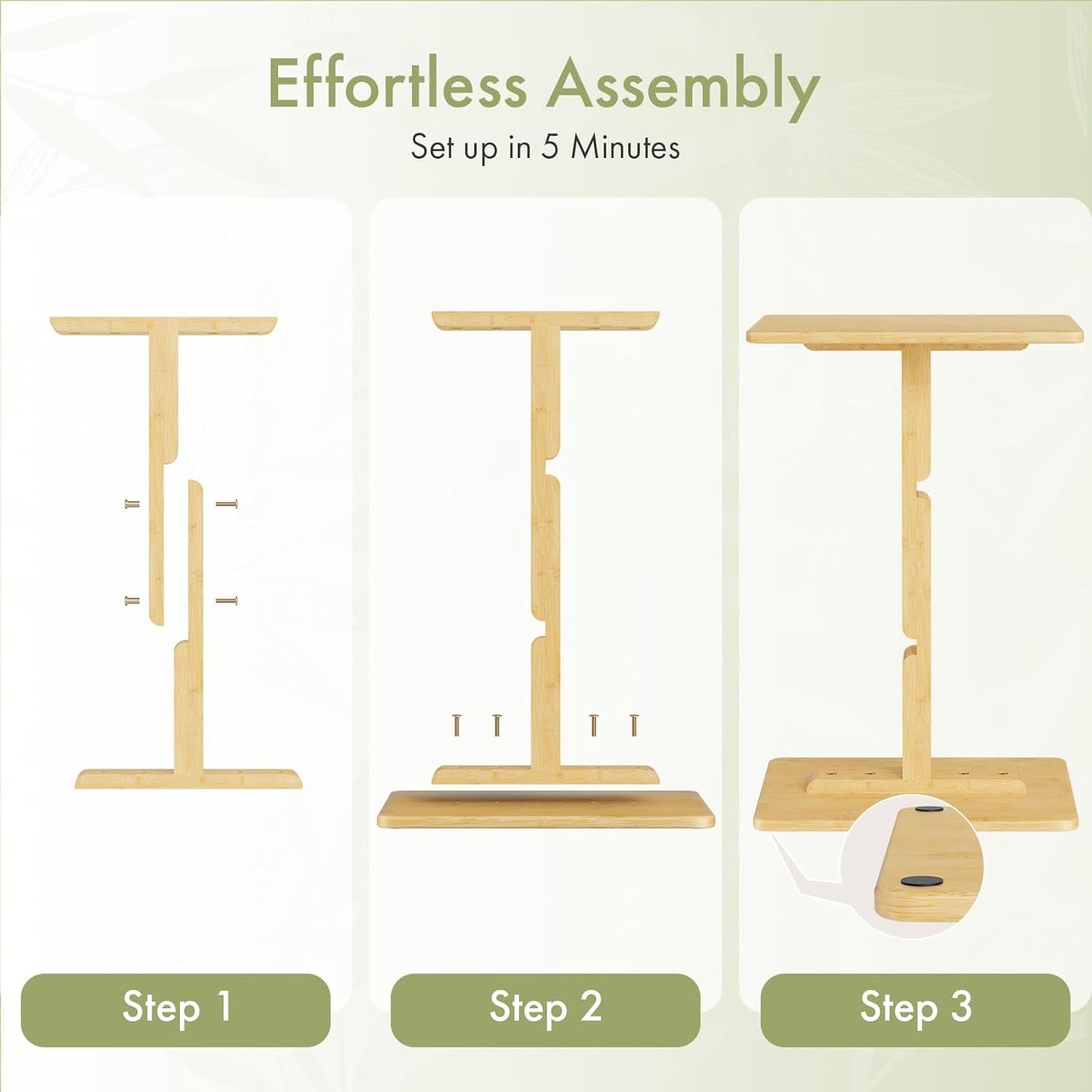 Amazer Bamboo TV Tray Table, Height Adjustable Side Table for Small Spaces, Snack Table for Couch, Bed, Chair, Sofa