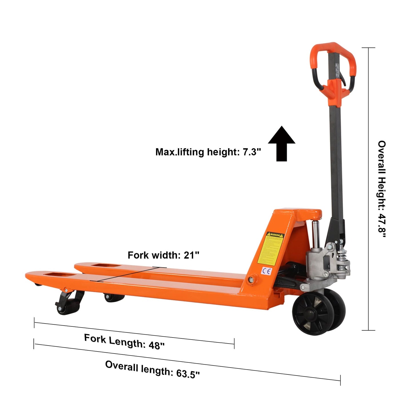 Tory Carrier Manual Pallet Jack Truck - 5500lbs Capacity, 48" L x 21" W Forks - Heavy-Duty Hand Pallet Truck with Controllable Lowering Speed, Overload Protection, and Nylon Wheels-2PCS